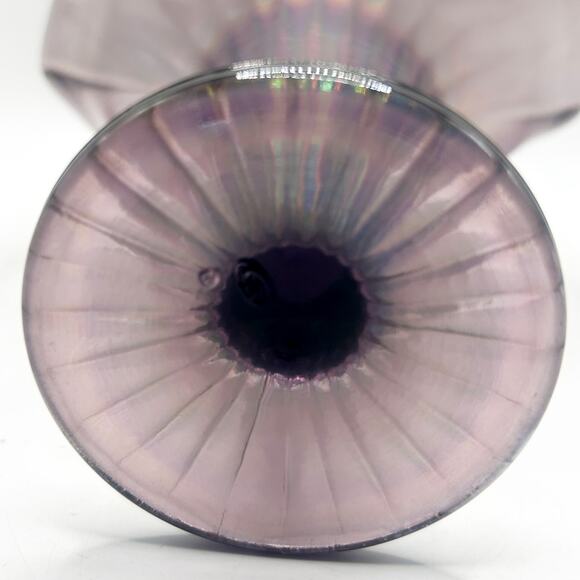 VTG Fenton Art Glass Amethyst Iridescent Violet Satin 7" Jack-in-the-Pulpit Vase - Picture 10 of 10